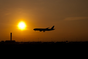 Silhouette Landing Airplane