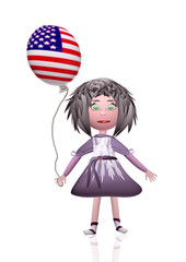 Girl with USA balloon
