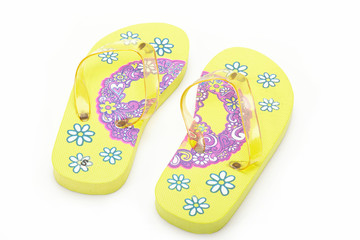 Cool flip-flops on a white background.