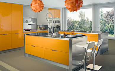 Modern white kitchen interior design - COCINA DISEÑO