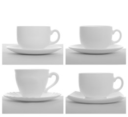 four white cups