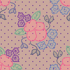 Violet lace vector fabric seamless pattern