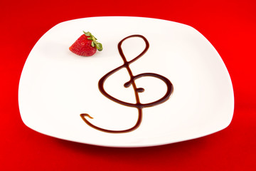 Chiave di violino con aceto balsamico, musica in cucina