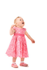 Baby girl looking up