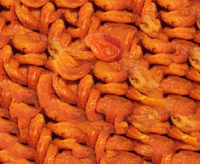 Dried apricots in the background