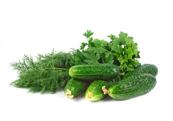 cucumders with greens