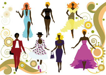 Obraz na płótnie Canvas Fashionable women's silhouettes