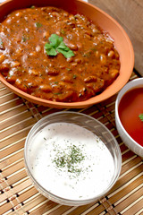cream sauce with dill and beans stew