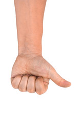 men's hand make thumbs up isolated over white