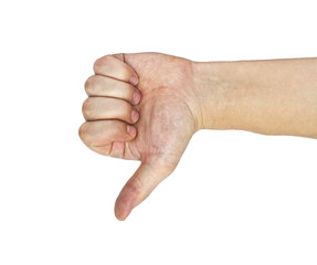 men's hand make thumbs up isolated over white