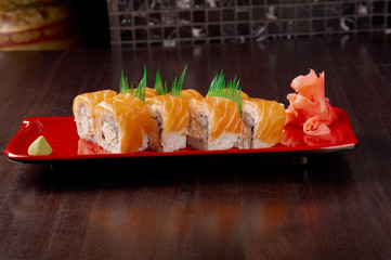 Roll made of salmon
