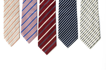 Selection of ties isolated on the white