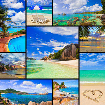 Collage of summer beach images
