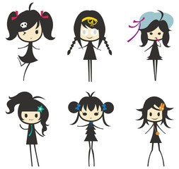 Sets of Little Girl Gang, create by vector