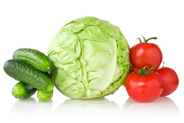 fresh vegetables on white background