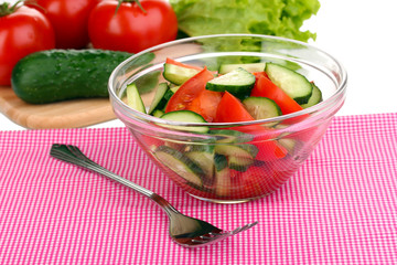 Fresh salad with tomatoes and cucumbers