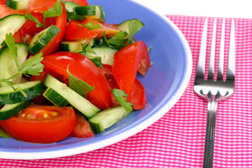 Fresh salad with tomatoes and cucumbers