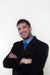 businessman wearing a shirt and tie in a waist coat