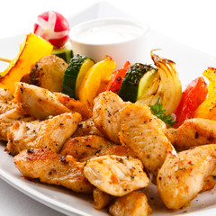 Grilled meat and vegetables