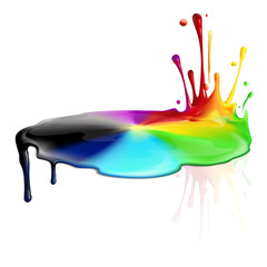 Colorful and colorless paint splashing - 41632636