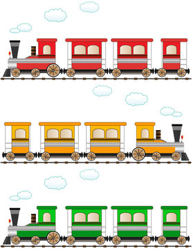 set cartoon isolated colorful train
