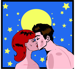 Pop Art KIssing Couple comic style - 41633439