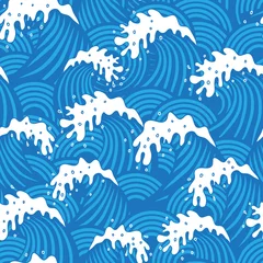 Wallpaper murals Sea waves Seamless pattern with waves