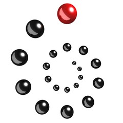 leadership concept with red ball team leader on white background