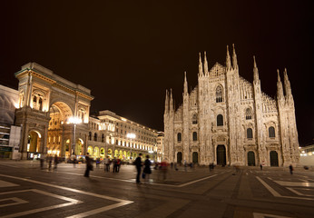 Piazza del Duomo at night, Milan, Italy