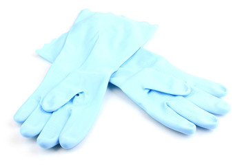 Color cleaning gloves isolated on white