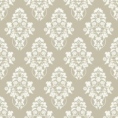 Seamless Pattern Flowers Beige