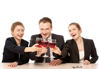 Businesspeople celebrating their victory