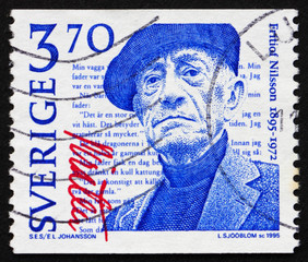 Postage stamp Sweden 1995 Fritiof Nilsson Piraten, Writer