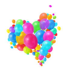 Colorful balloons heart shape group