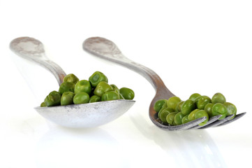 La fourchette et la cuiller de petits pois