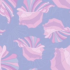 stylized seashells seamless pattern