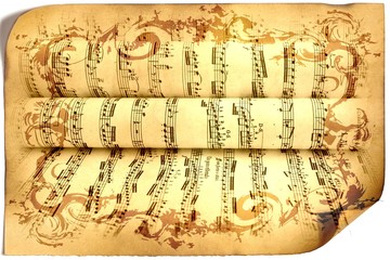 Musical score with old texture