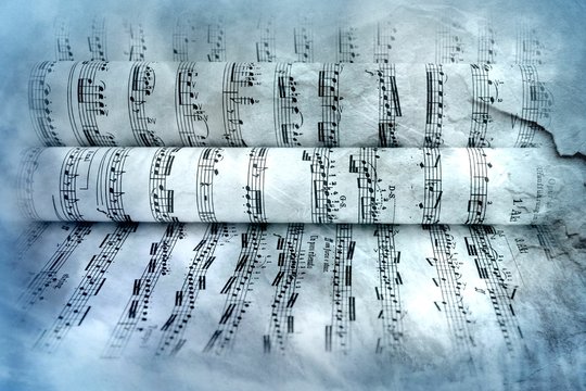 Musical score with old texture