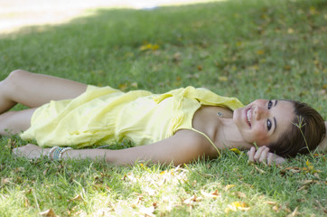 Cute girl relaxing at the park