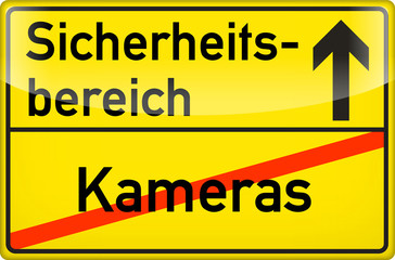 Obraz premium Hinweisschild: Sicherheitsbereich, keine Kameras
