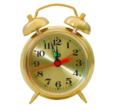 Clock Gold Alarm Isolated (clipping Path)