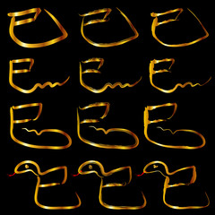 巳　蛇　年賀状　干支　文字