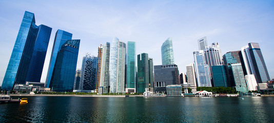 Wide Panorama of Singapore City.