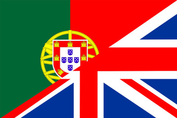 Fototapeta na wymiar uk portugal flag