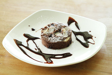 circular brownie on white plate