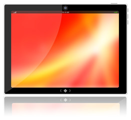 PC tablet and red,yellow background