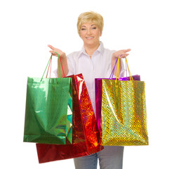 Senior woman with bags
