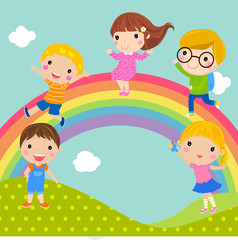 Kids and rainbow