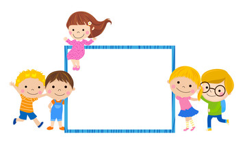 Cute cartoon kids frame