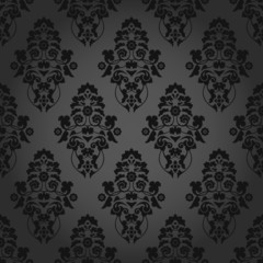 Seamless Pattern Flowers Dark